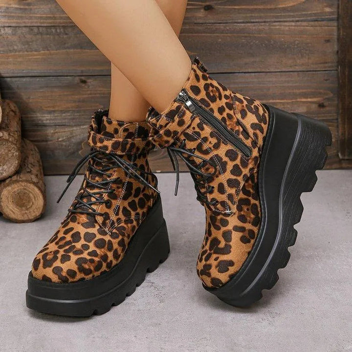 Levoire | Bottines pour femmes avec semelle épaisse et motif léopard – Style audacieux et tendance