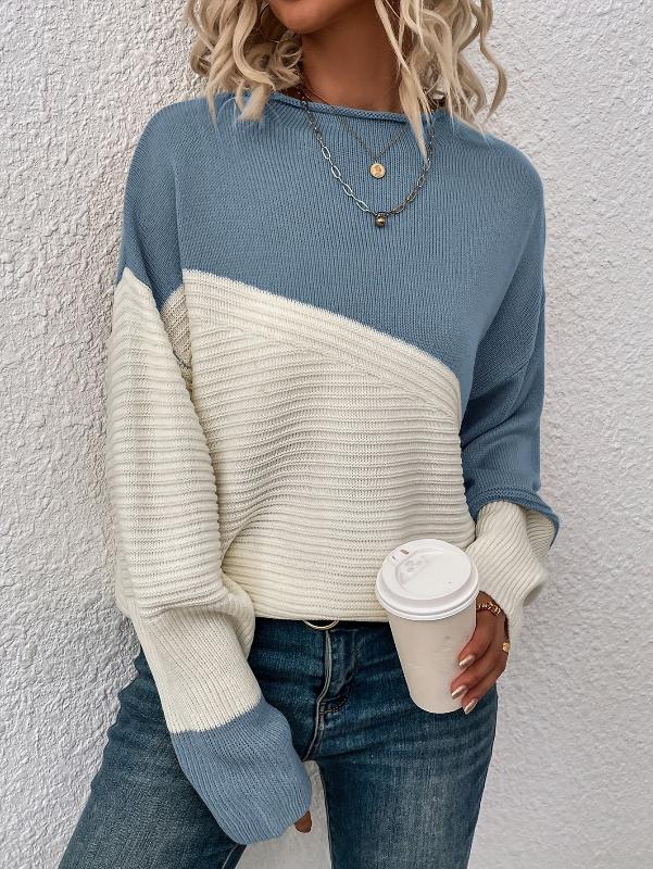 Levoire | Élégant Pull En Jersey Bicolore Bleu
