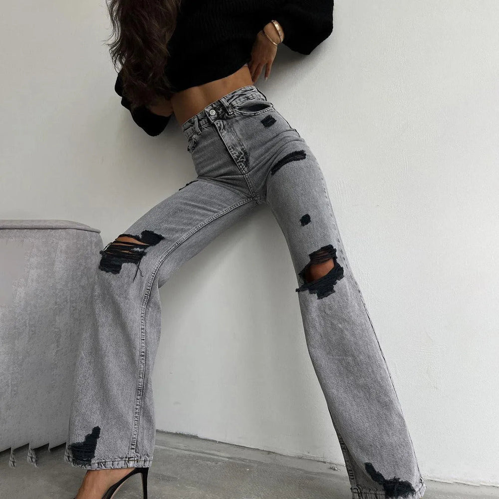 Levoire | Jeans taille haute droit long