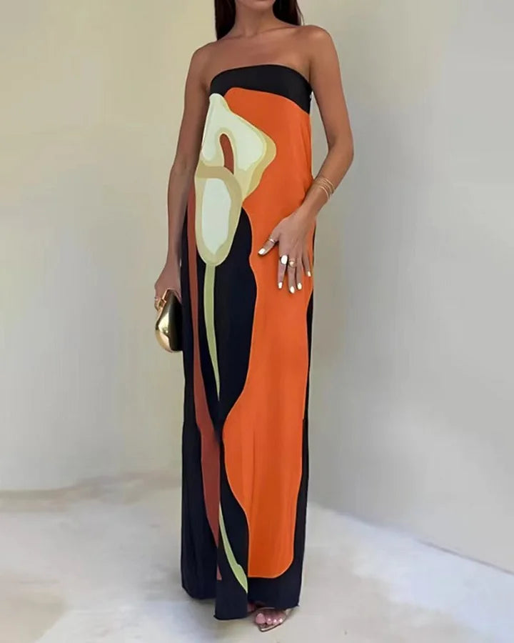 Levoire | Robe Imprimée Élégante Pour Femmes Natalie Orange