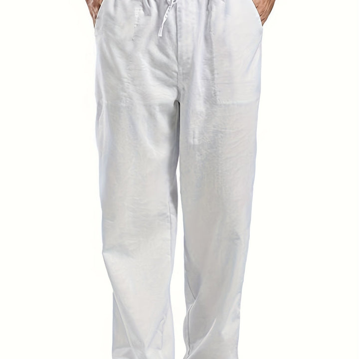 Levoire | Pantalons Pour Hommes En Mélange De Coton Et De Lin Avec Une Taille Élastique Décontractée