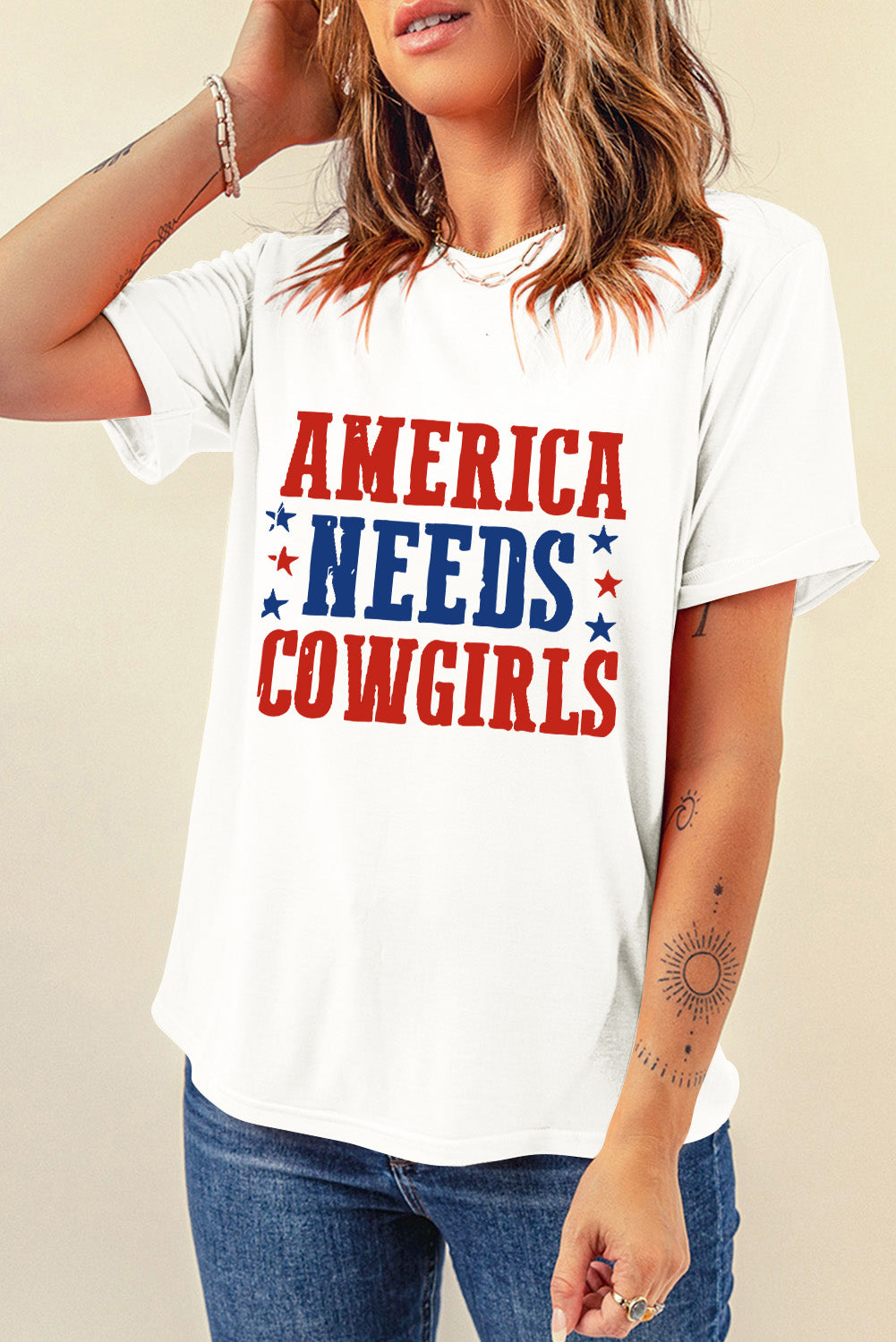 Levoire | Graphique de lettres Col rond T-shirt à manches courtes