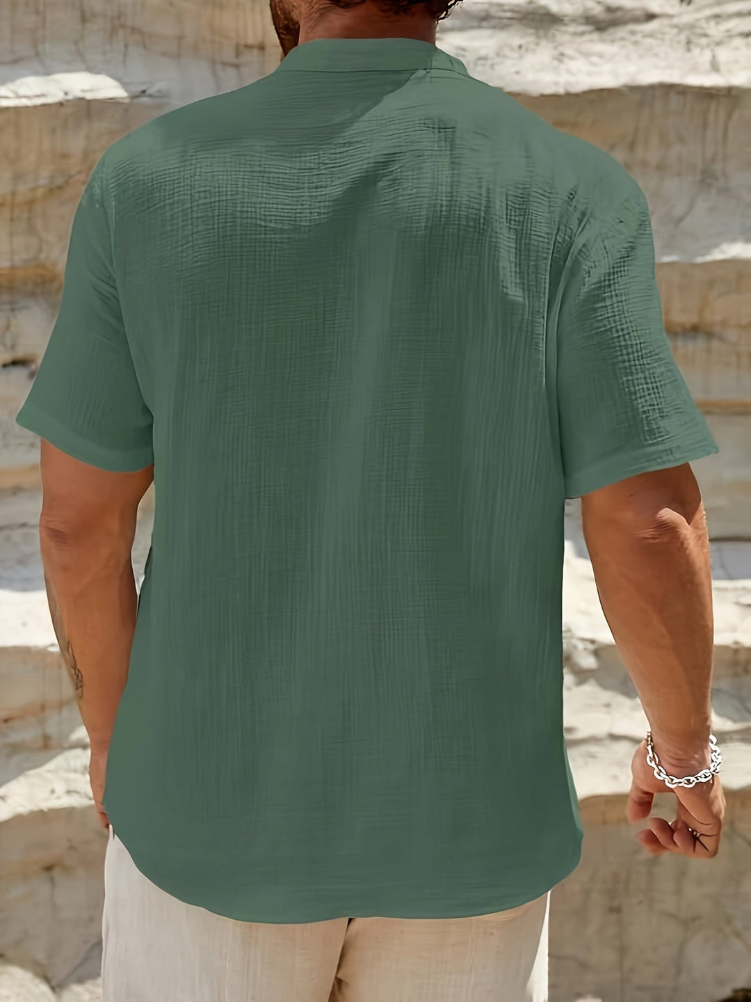 Levoire | Chemise Henley En Coton Pour Hommes À Manches Courtes