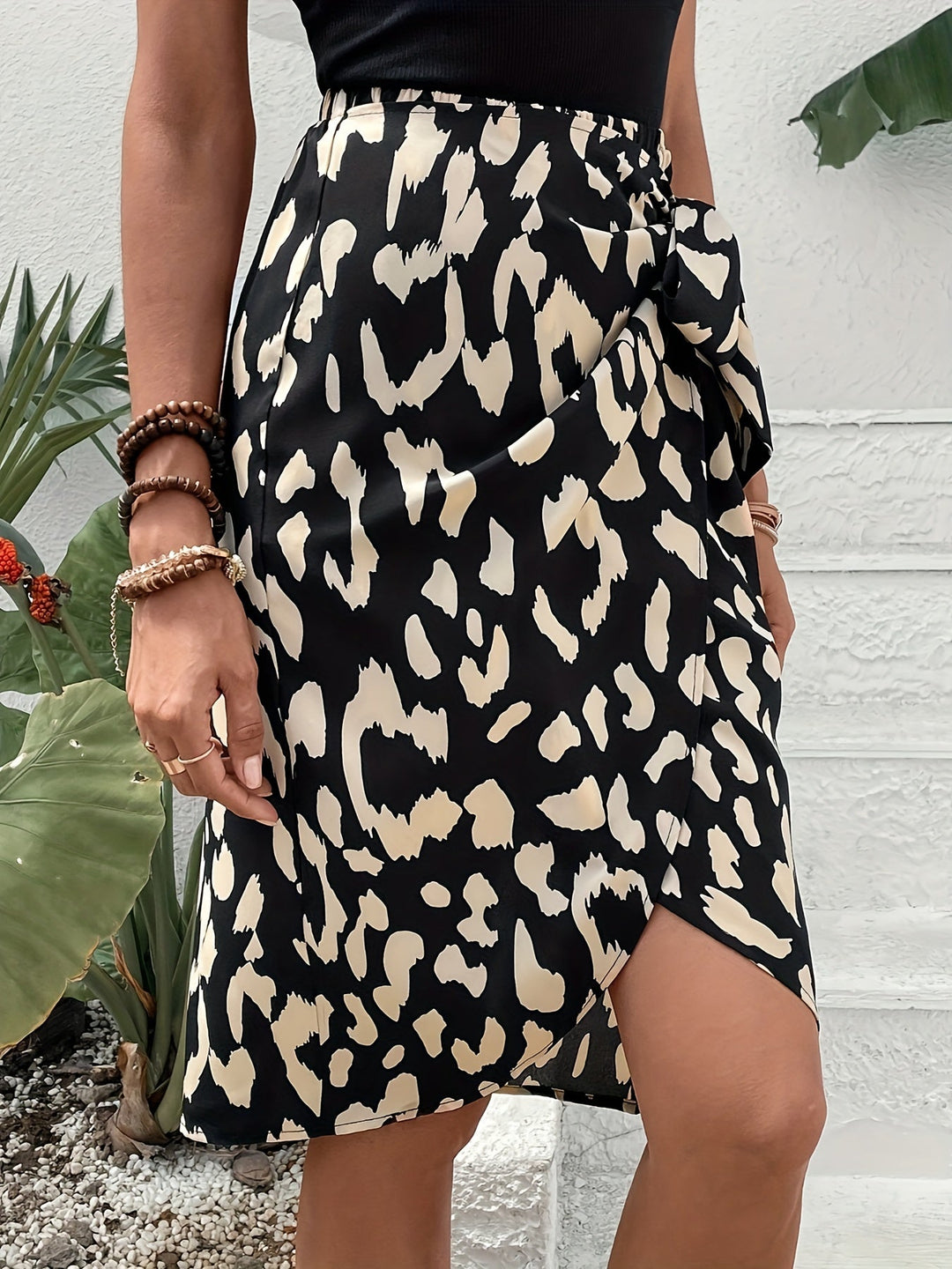 Levoire | Impression Commune Jupe Portefeuille Taille Haute