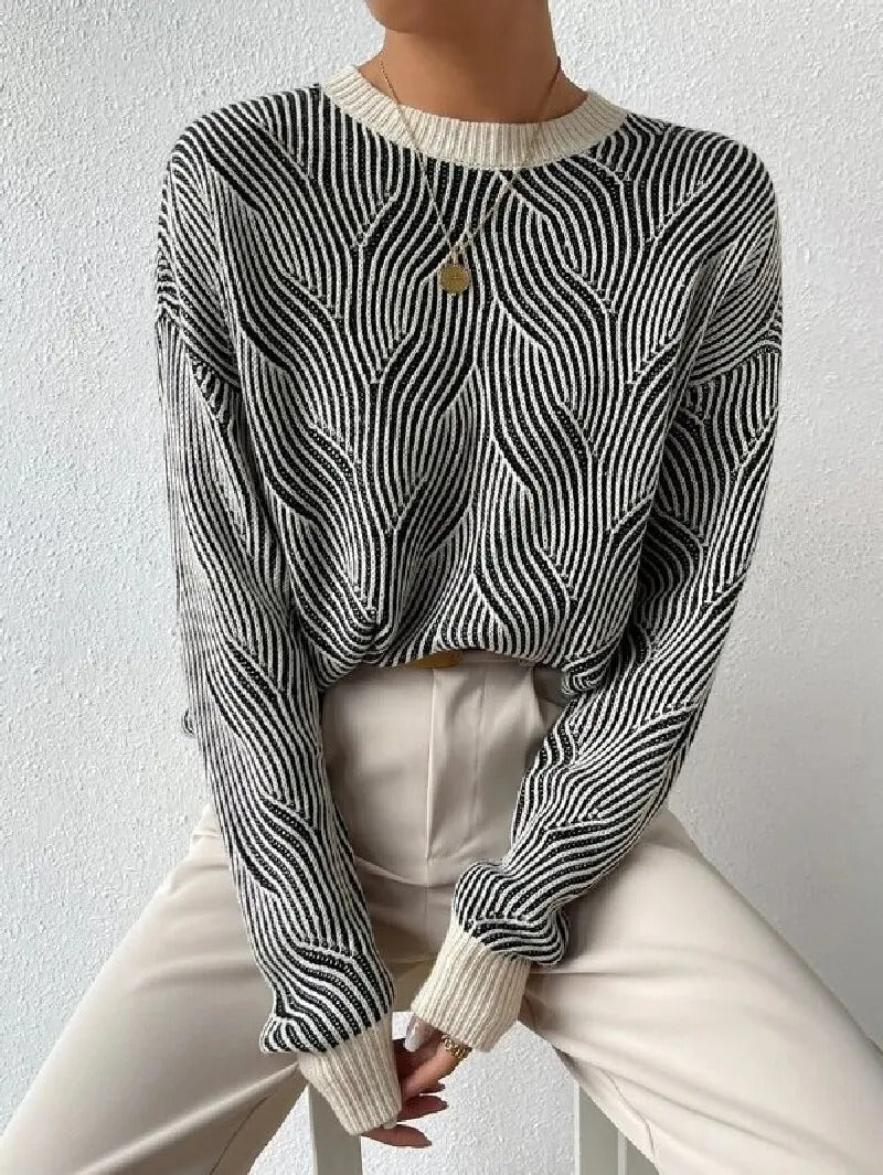 Levoire | Pull Décontracté Avec Motif Abstrait Noir