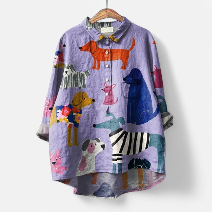 Levoire | Chemisier Tendance Avec Impression Artistique Colorée Violeta