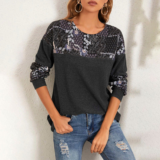 Levoire | Shirt Imprimé Fleuri Patchwork Gris Foncé
