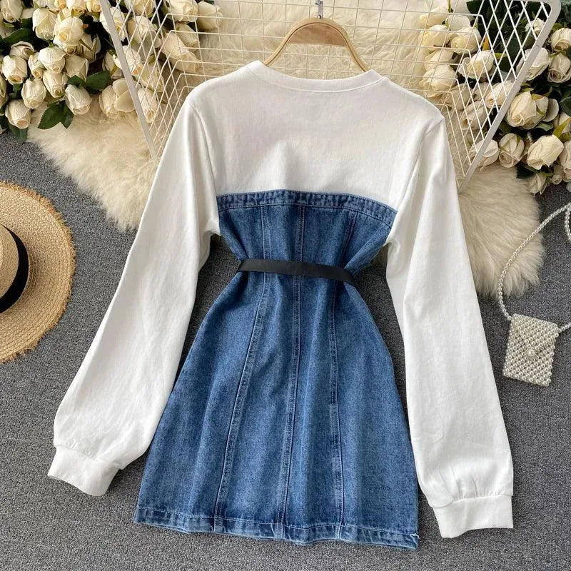 Levoire | Robe en jean pour femmes à encolure ronde