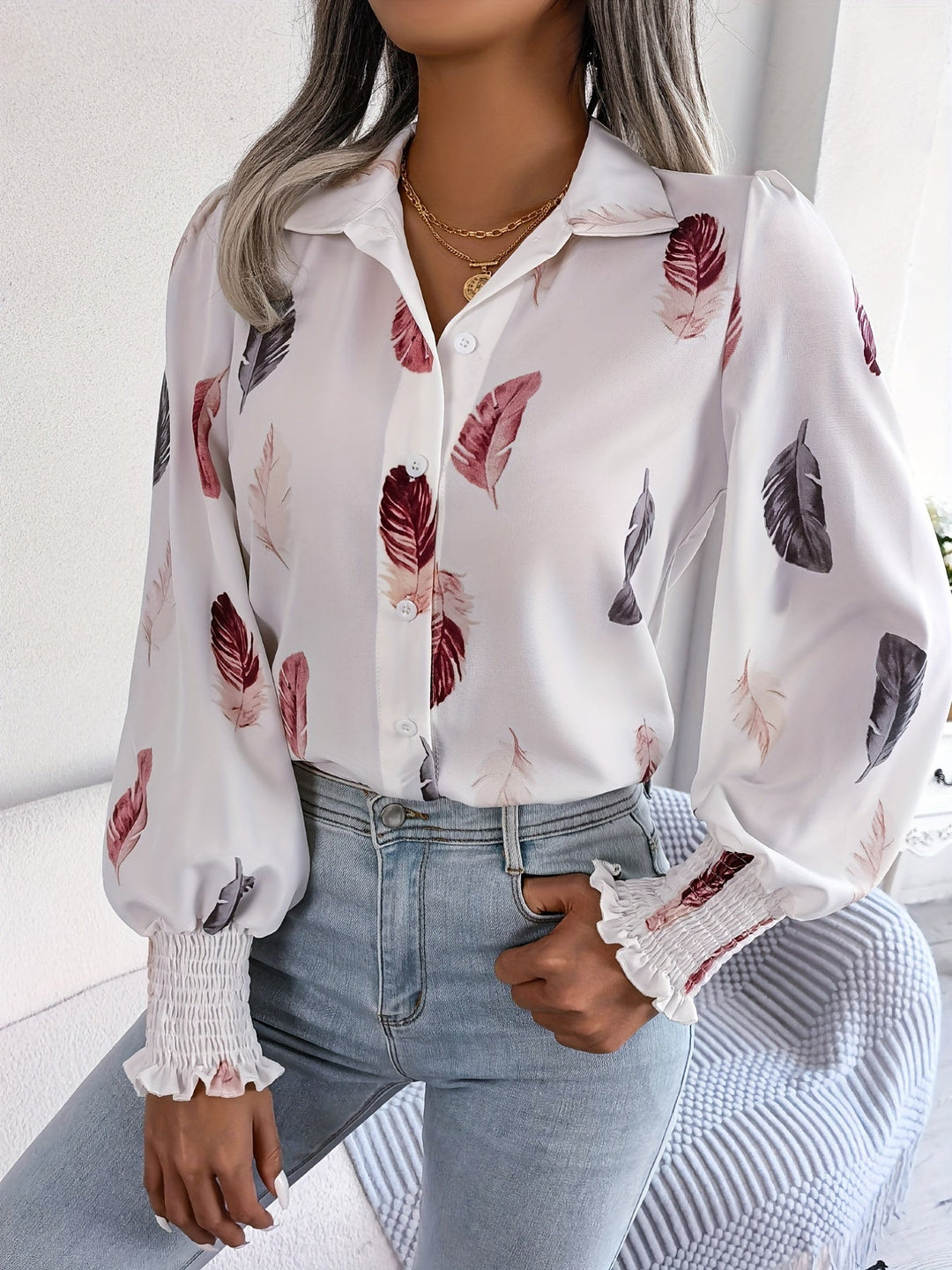 Levoire | Rennot-T-Shirts With Feather Patterns And Short Sleeves Blanc