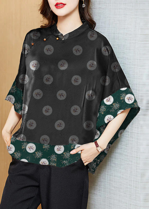 Levoire | Chemise patchwork en soie Taches vertes