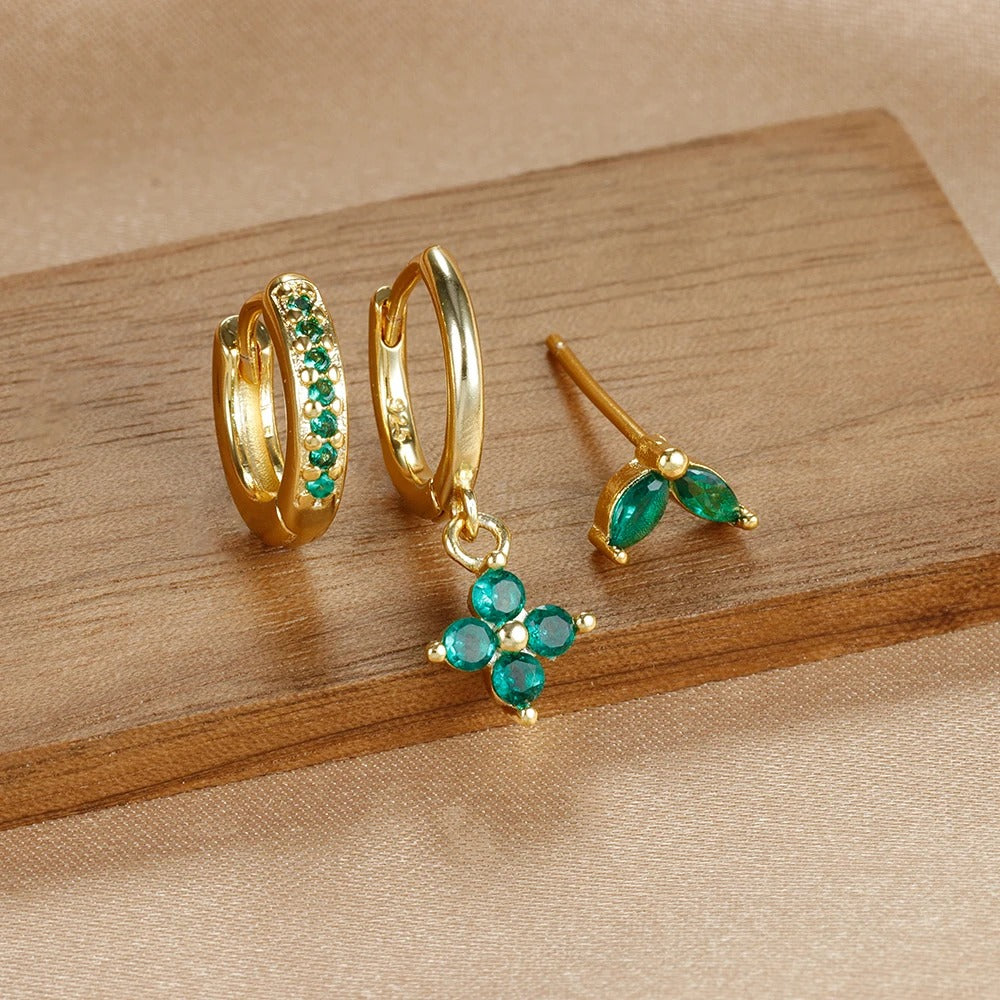 Levoire | Ensemble De Boucles D'Oreilles Luxe Pour Femmes Or Vert 20 mm