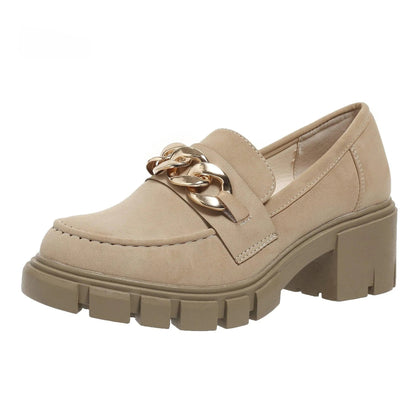 Levoire | Mocassins pour femmes à talons hauts et chaîne Khaki