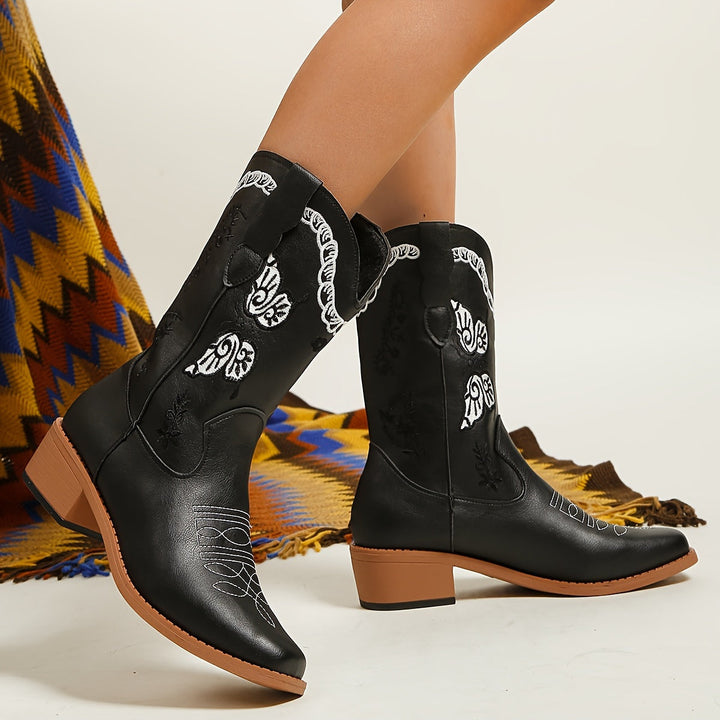 Levoire | Bottes Cowboy À Motifs De Papillons Pour Femmes Noir