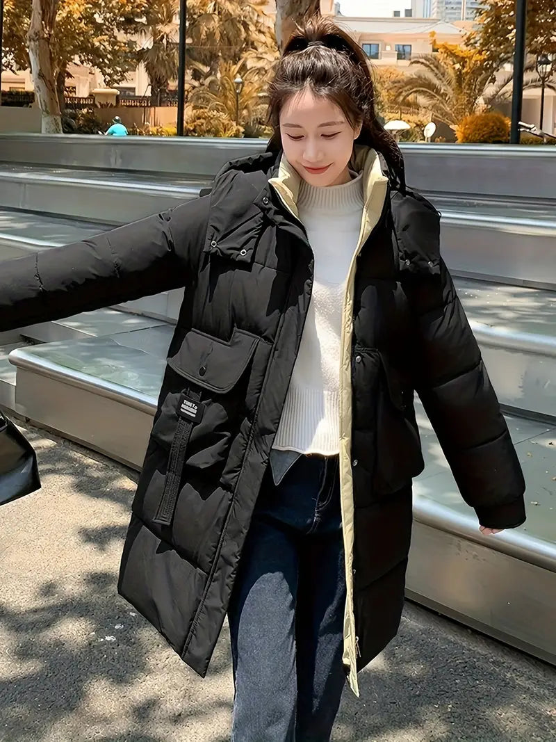 Levoire | Manteau Long Duvet Chic Avec Capuche Noir