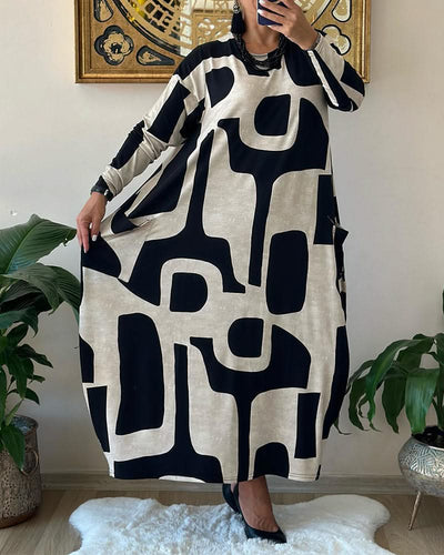 Levoire | Long Printed Dress With Long Sleeves
