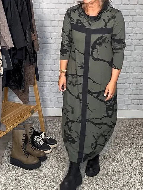 Levoire | Robe à manches longues avec motifs retro Vert