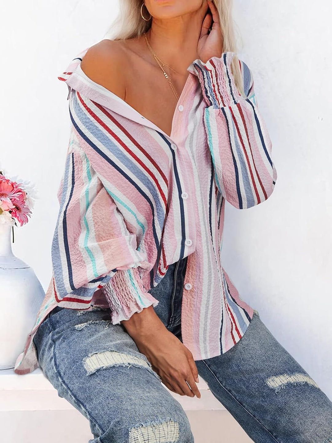 Levoire | Chemise Rayée À Boutons Pour Femmes