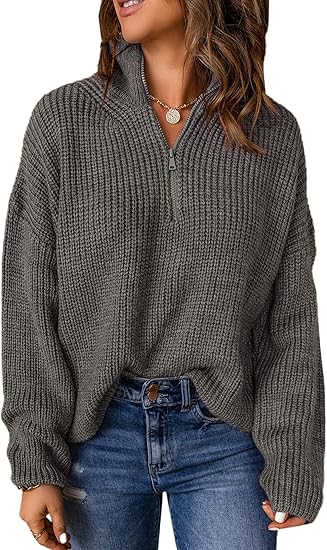Levoire | Pulls Pour Femmes Élégants Avec Décolleté En V Et Col Polo Gris