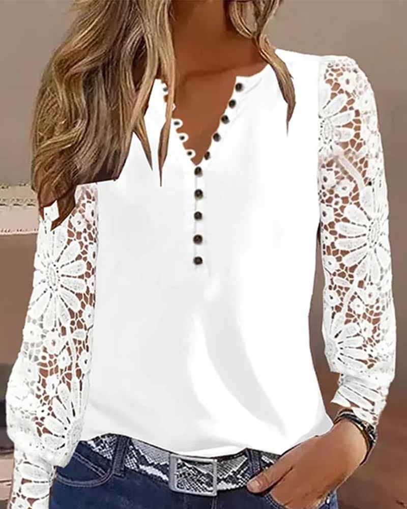 Levoire | T-Shirt À Manches En Dentelle Blanc