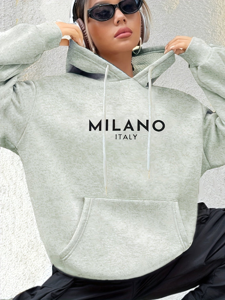 Levoire | Sweat À Capuche Avec Imprimé Italien Et Cordon De Serrage Gris clair