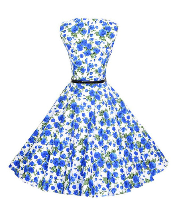 Robe Swing pour Femmes avec Motif Floral et Ceinture Levoire