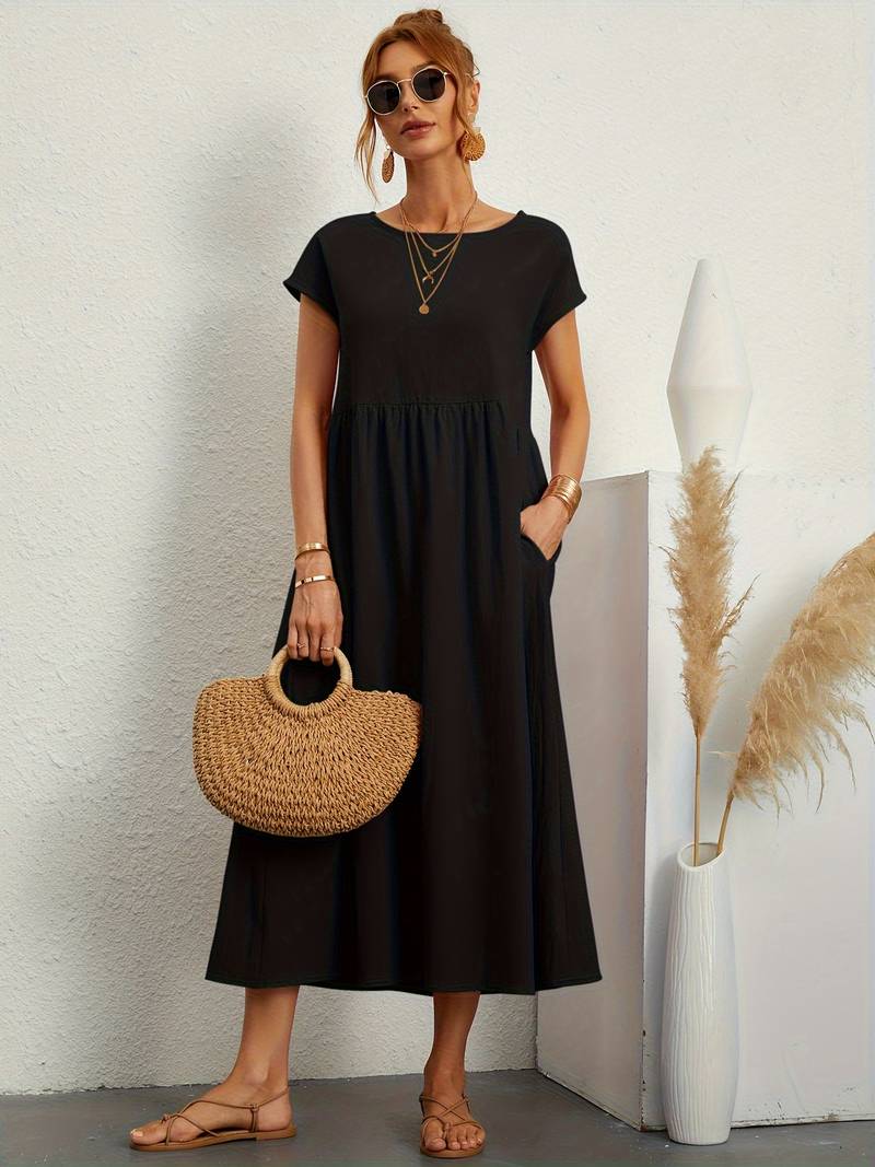 Levoire | Robe Vintage Manches Courtes Été Noir