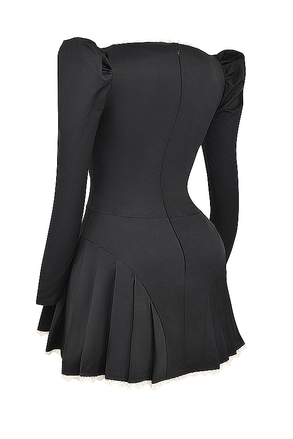 Levoire | Noir Et Crème Robe Mini Plissée
