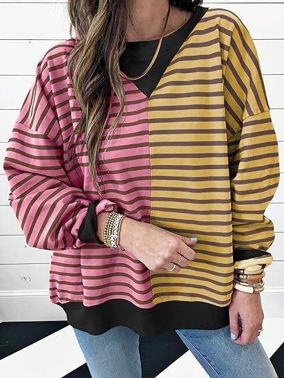 Levoire | Pull rayé oversize Braun & Rosa