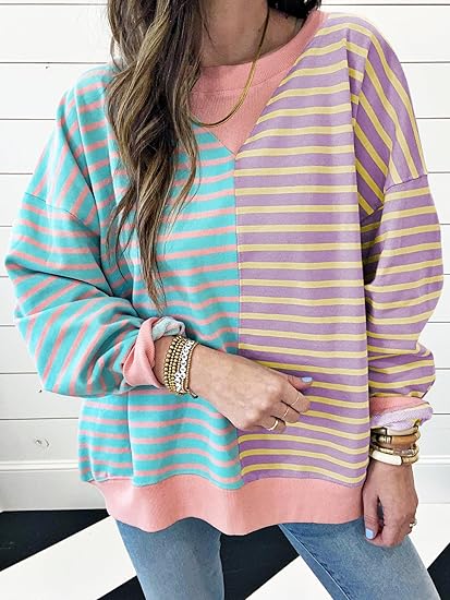 Levoire | Pull rayé oversize Lila & Bleu