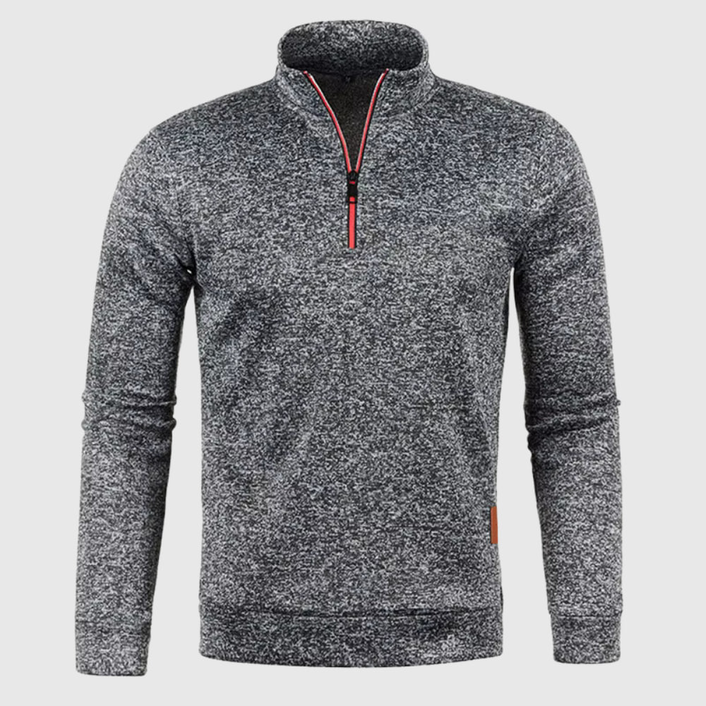 Levoire | Pullover En Laine Élégant Pour Homme Avec Fermeture Éclair gris foncé