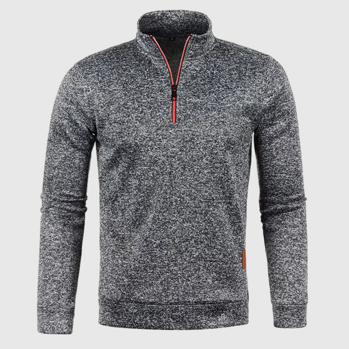 Levoire | Pullover En Laine Élégant Pour Homme Avec Fermeture Éclair gris foncé