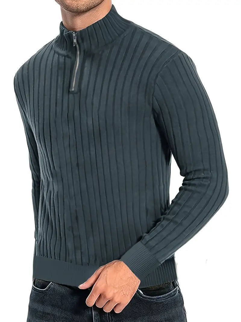 Levoire | Pull Homme De Loisirs Avec Décolleté En V Et Fermeture Éclair Pour Hommes Gris foncé