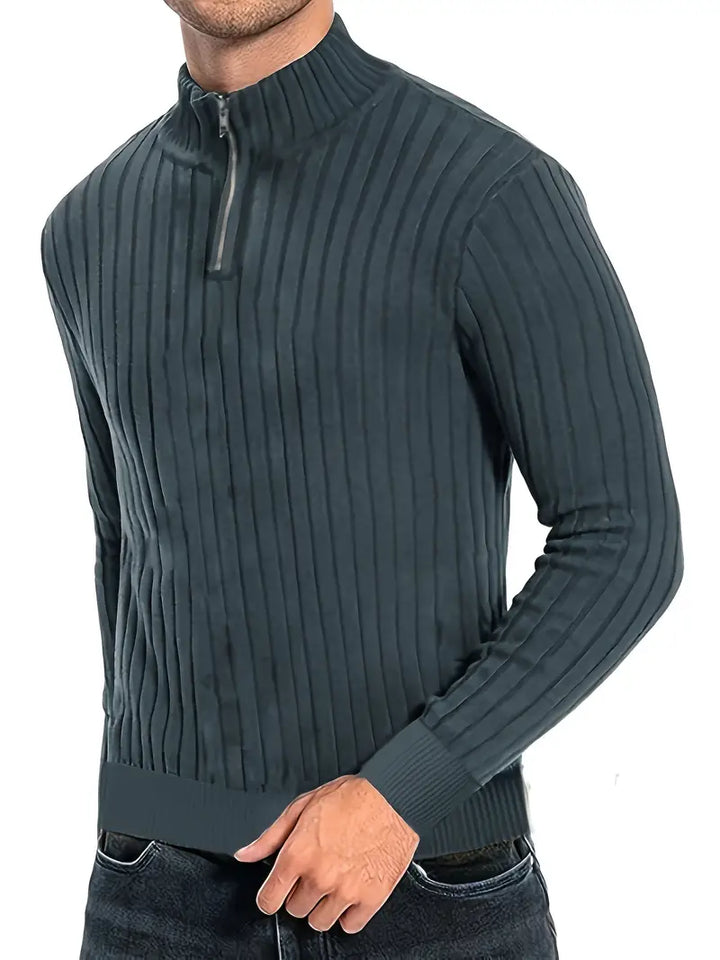 Levoire | Pull Homme De Loisirs Avec Décolleté En V Et Fermeture Éclair Pour Hommes Gris foncé