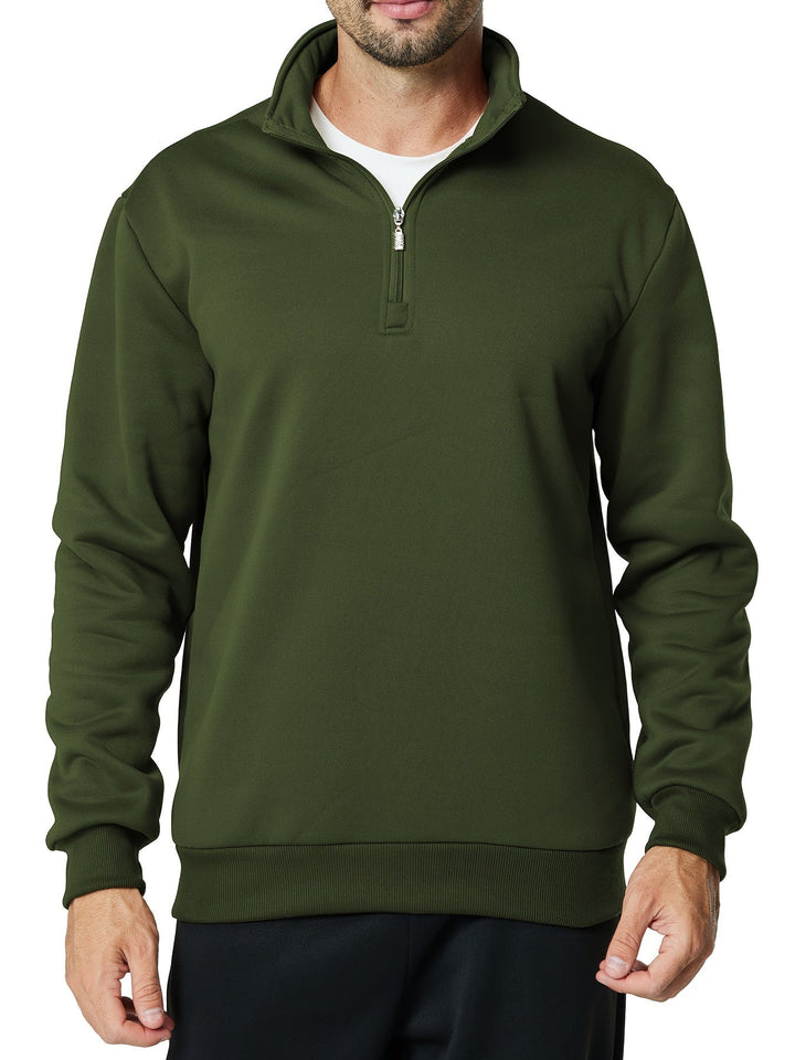 Levoire | Sweat-Shirt Décontracté Pour Hommes Avec Zip Et Poches Olive vert 1