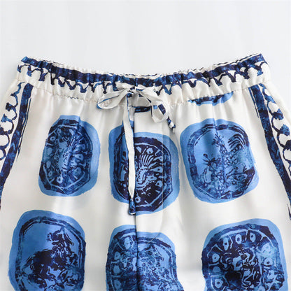 Levoire | Chemise Imprimée Avec Pantalon Large Ensemble Deux Pièces