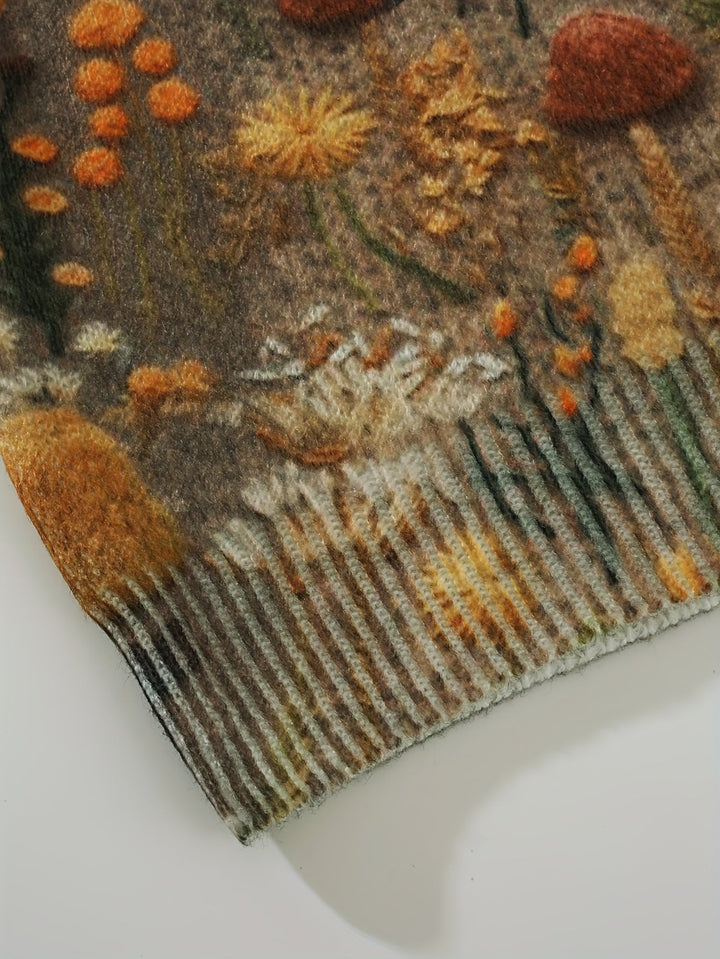 Levoire | Pull Élégant Avec Encolure Ronde Et Motif De Fleurs Et De Plantes