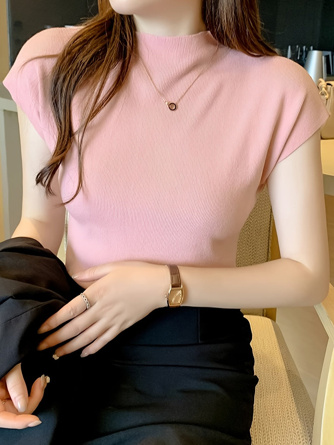 Levoire | Chemise À Manches Courtes À Col Haut Pour Femmes Liana