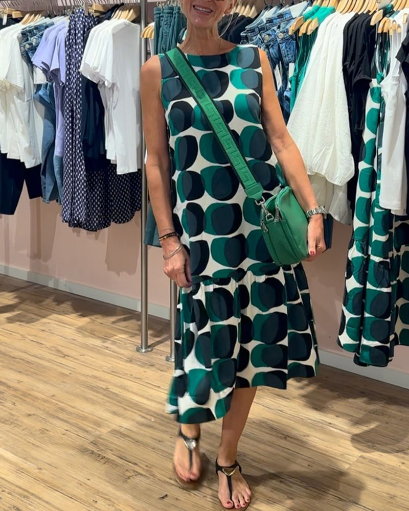 Levoire | T-Shirt Robe Imprimée Col Rond Sans Manches