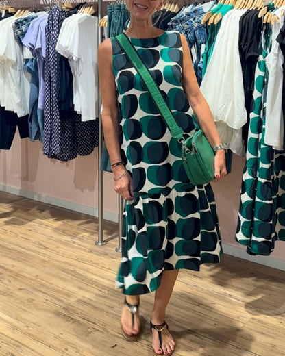 Levoire | T-Shirt Robe Imprimée Col Rond Sans Manches