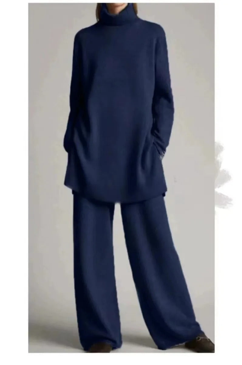 Levoire | Ensemble Élégant Avec Col Roulé bleu marine