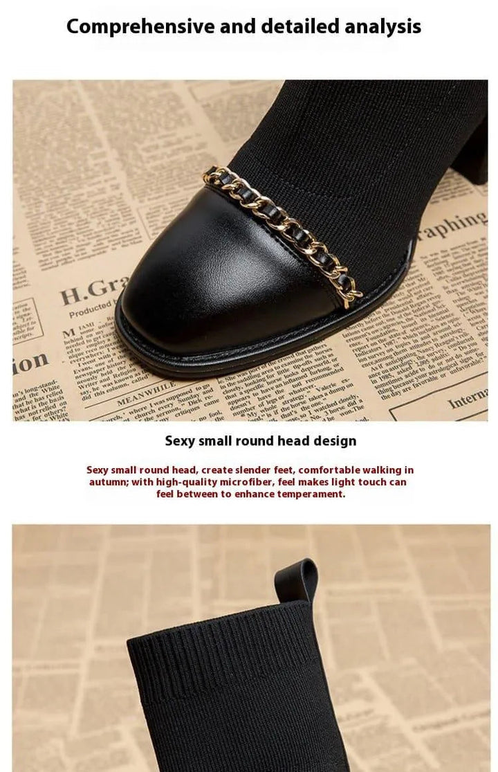 Levoire | Bottes courtes à talon épais et style français carré