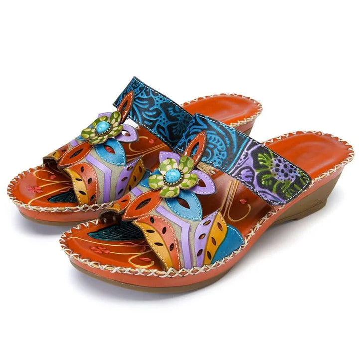 Levoire | Sandales orthopédiques antidérapantes böömiläiset à motif floral Orange