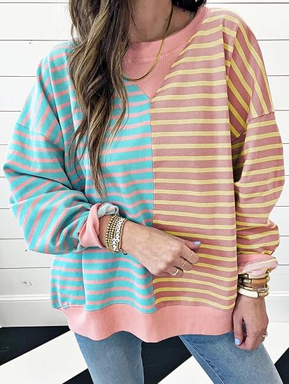 Levoire | Pull rayé oversize Bleu & Jaune