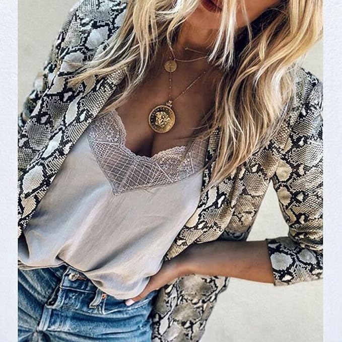 Levoire | Blazer Élégant Avec Devant Ouvert Et Motif En Serpent S