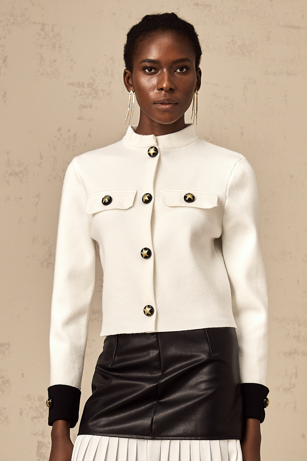 Levoire | Veste En Tricot Couleur Contrastante Blanche