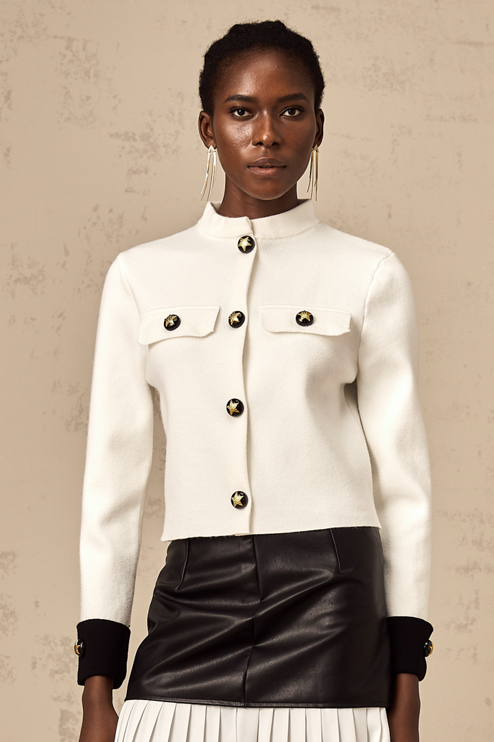 Levoire | Veste En Tricot Couleur Contrastante Blanche