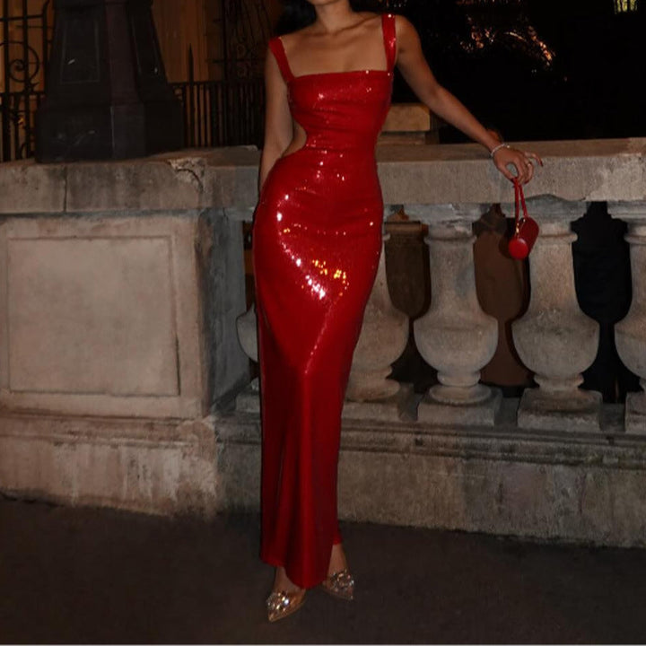 Levoire | Robe à sequins avec décolleté carré charmant