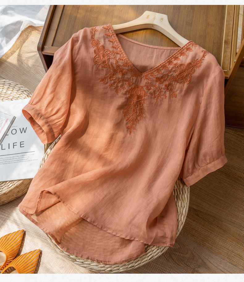 Levoire | Chemise Brodée À Col En V