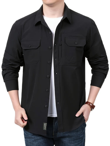 Levoire | Pour Hommes Chemise Cargo À Manches Longues Décontractée Unie