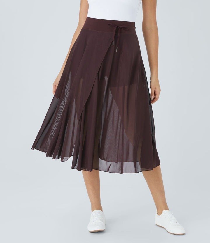 Levoire | Jupe Midi 2-En-1 Taille Haute Marron